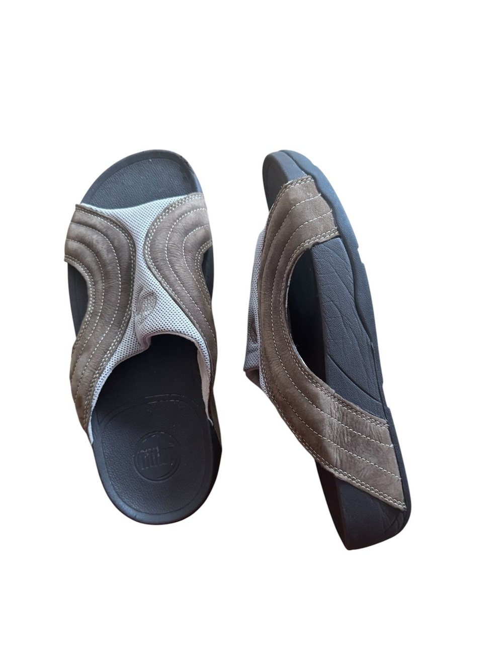 Mens Fitflop Slip-On Sport Sandals in Brown and Gray used very little,size 11